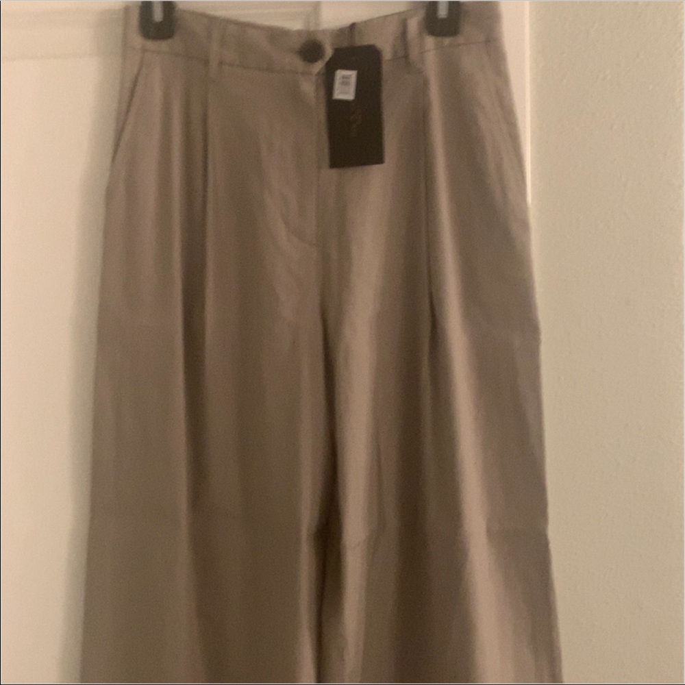 RAG AND BONE IVORY LINEN BLEND CROP WIDE LEG PANT